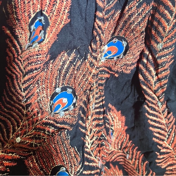 Cassee's Black Orange Strapless Peacock Sequin Dress Large - Picture 11 of 11